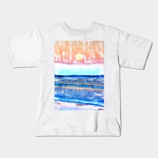 Moon By the Horizon Over The Ocean. For Moon Lovers. Kids T-Shirt